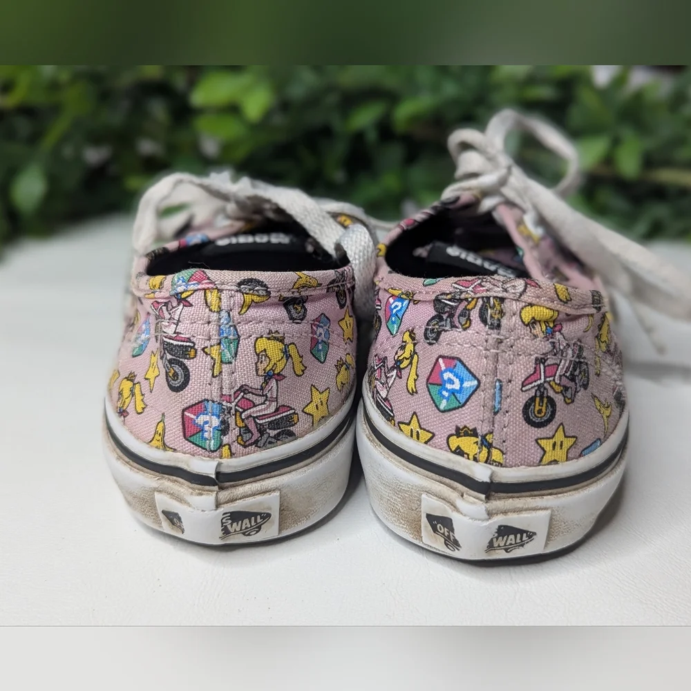 Vans X Nintendo Princess Peach Mario Kart Game over Sneakers Youth Size 2